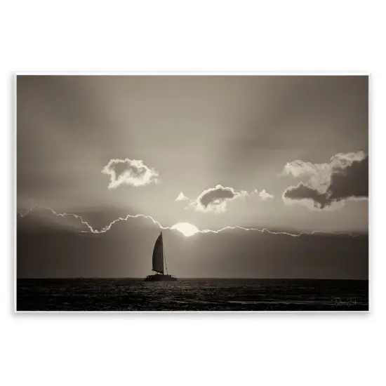 Stupell Industries Sun Peeking Over Boat Wall Plaque Art Design by Dennis Frates {1}