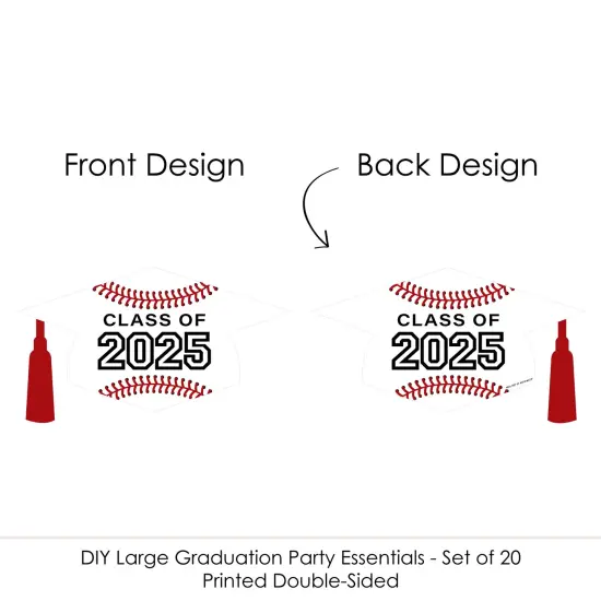 Big Dot of Happiness Grad Baseball - Grad Cap Decorations DIY 2025 Graduation Party Large Party Essentials - Set of 20 {6}