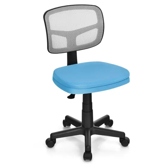 Armless Computer Chair with Height Adjustment and Curved Backrest Ideal for Home or Office Use Black {11}