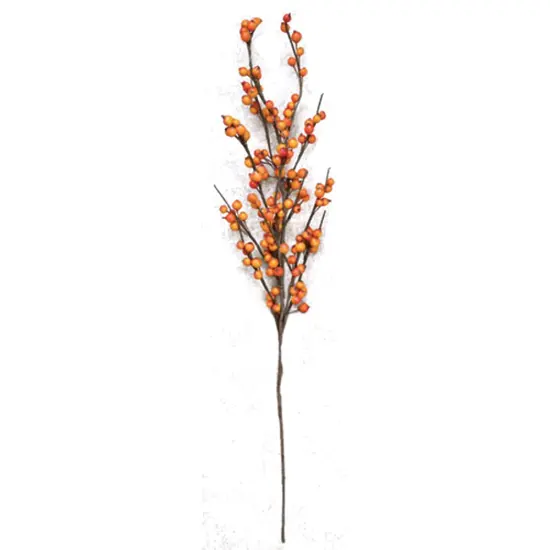 27"High Orange Berry Spray with Brown-Wrapped Wired Stems Perfect for Fall Decor {1}