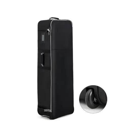 Black Soft-Sided Golf Travel Bag with Wheels and Keyhole for Padlocking {6}