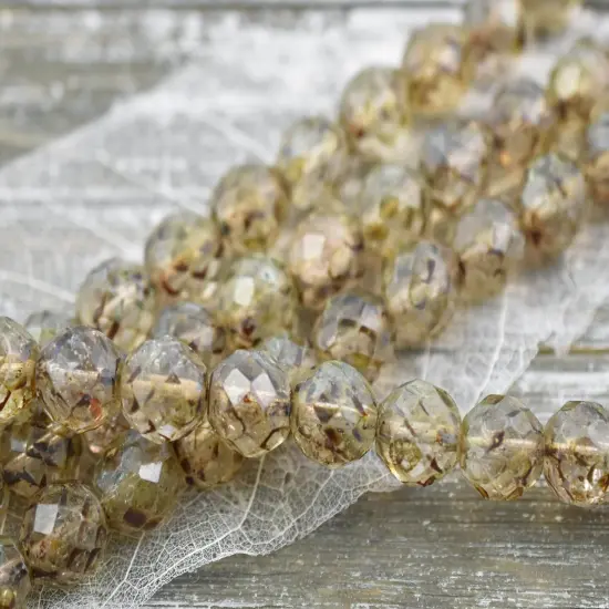 *17* 12mm Crystal Travertine Fire Polished Round Beads {6}