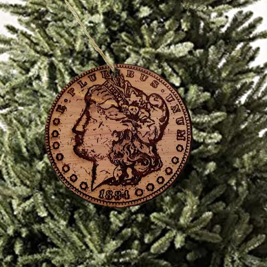 Morgan Dollar - Cedar Ornament {3}