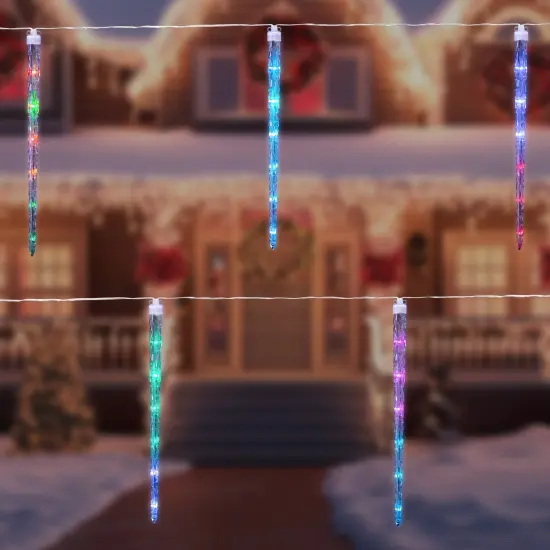 Northlight LED Color Changing Cascading Icicle Christmas Light Tubes - Multicolor - 13' Clear Wire - 5ct {4}