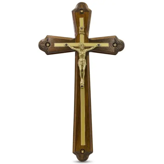 Hand Carved Wooden Wall Crucifix 10 Inches {1}