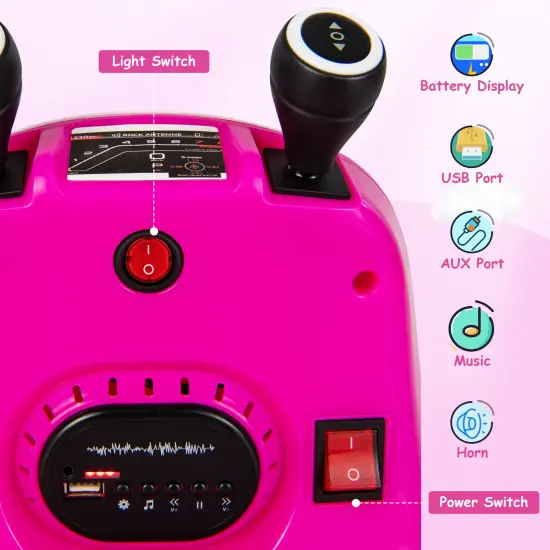 12V Kids Ride On Bumper Car with Remote Control Lights and Music Pink {4}