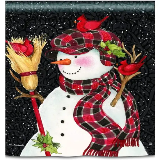 Snowman With Broom Banner 2 Sided House Flag {2}