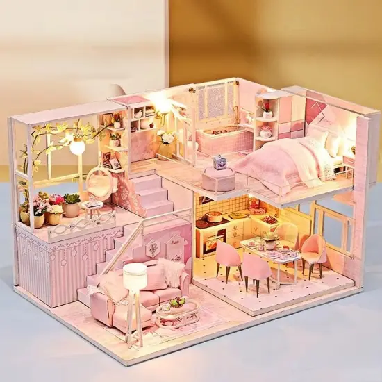 Miniature Wizardi Roombox Kit - Pink Dreams Dollhouse Kit {2}