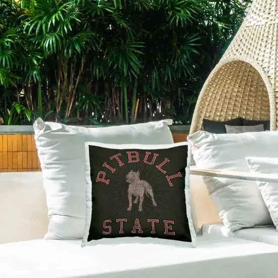Vintage Pitbull State Outdoor Printed Pillow Design by Spirit Animals/Life Is High, 18 x 7 x 18 {2}