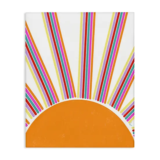 Stupell Industries Retro Striped Sun Rays Canvas Wall Art Design by Ashley Singleton {1}