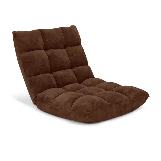 14-Position Adjustable Back Cushioned Floor Chair Brown {12}