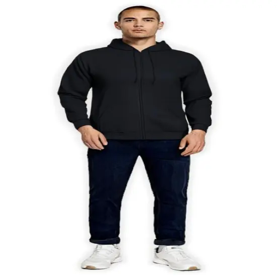 Gildan&reg; Classic Fit Full-Zip Long Sleeve Hooded Sweatshirt Black {1}