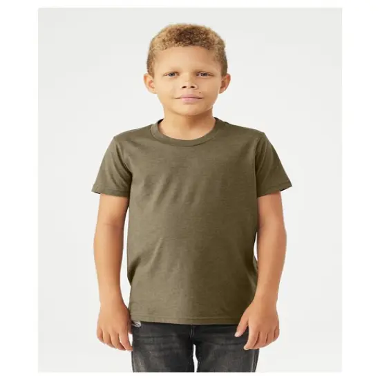 Bella + Canvas&reg; Youth CVC Jersey Crewneck Short Sleeve T-Shirt HEATHER OLIVE {1}