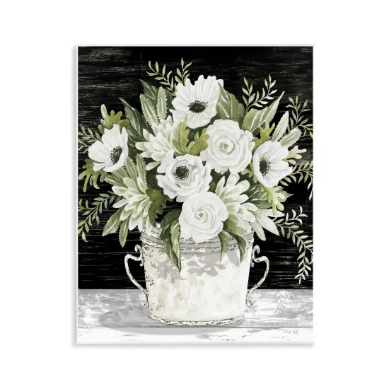 Stupell Industries White Flowers Country Tin Wall Plaque Art Design by Cindy Jacobs {1}