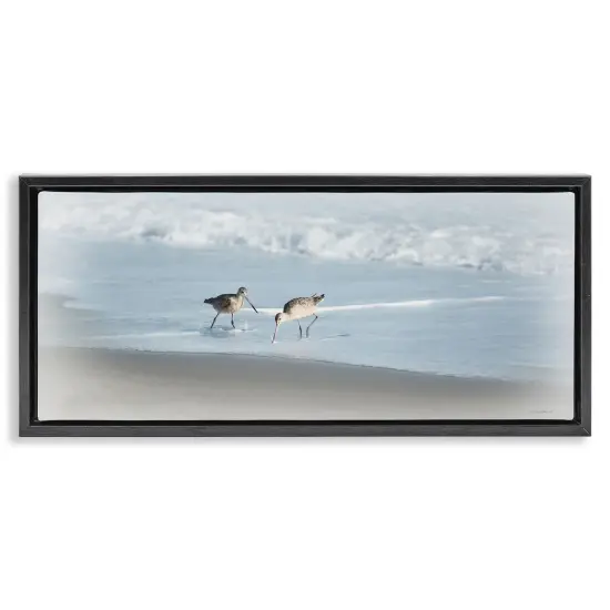 Stupell Industries Sandpiper Pair on Shore Framed Floater Canvas Wall Art Design by Rhonda Addison {1}