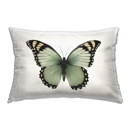 Green Symmetrical Butterfly Outdoor Printed Pillow Design by Elizabeth Medley, 14 x 7 x 20 {1}