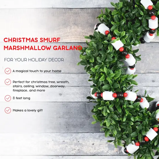 Ornativity Christmas Marshmallow Candy Garland - Rustic Xmas Holiday Wooden Farmhouse Country Wood Beaded Home and Holiday Garland Tree Decorations Boho Strand of Beads Decor 8' 3 (2 Pack) {5}