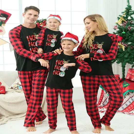 Christmas Outfits Plaid Xmas Sleepwear Sets {3}