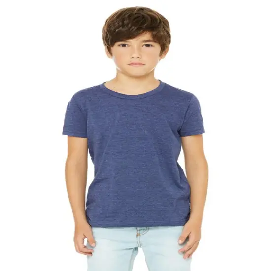 Bella + Canvas&reg; Youth CVC Jersey Crewneck Short Sleeve T-Shirt HEATHER NAVY {1}