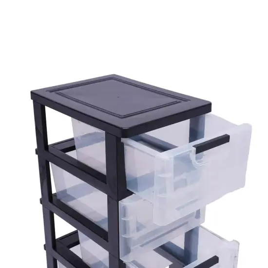 Large Stackable Storage Cabinet Transparent Dress Organizer 5-Drawers PP Plastic {3}