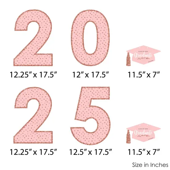 Big Dot of Happiness Rose Gold Grad - Large Graduation Party Decorations - 2025 - Outdoor Letter Banner {7}