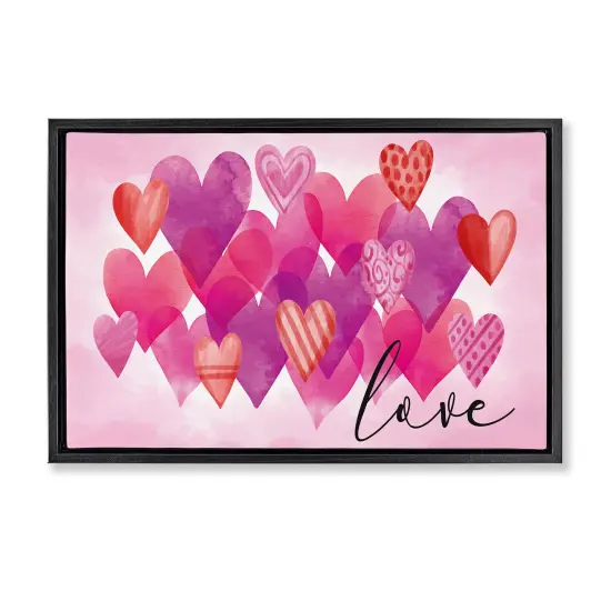 Stupell Industries Love with Layered Hearts Framed Floater Canvas Wall Art Design by Nicole DeCamp {1}
