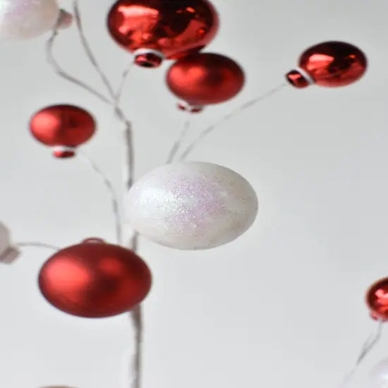 30.5" Red + White Glitter Ornament Stem {3}