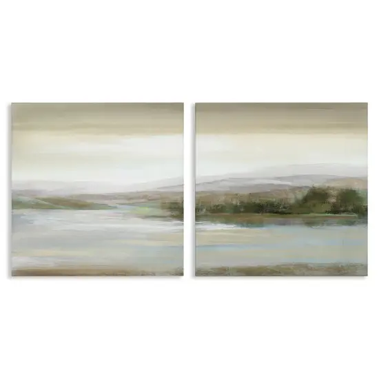 Stupell Industries Abstract Lakeside Landscape 2 pc Canvas Wall Art Set Design by Nan {1}