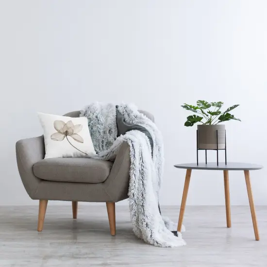 Beige Opaque Blossom Decorative Printed Throw Pillow Design by Nan, 18 x 7 x 18 {2}