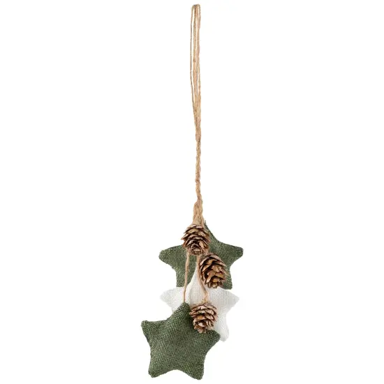 Northlight Burlap Star and Pine Cones Christmas Ornament - 11.75" White {4}
