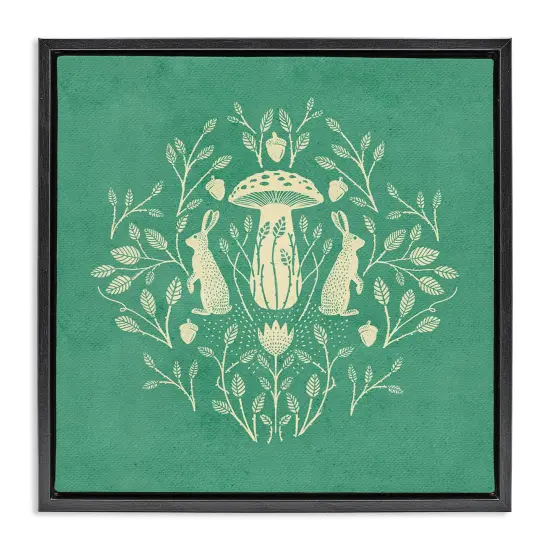 Stupell Industries Floral Herbs with Rabbits Framed Floater Canvas Wall Art Design by Katie O'Shea {1}