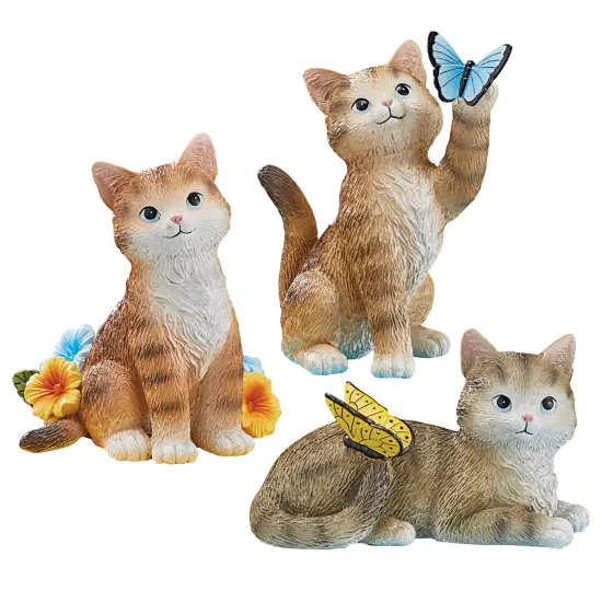 Collections Etc Hand-Painted Garden Cat Sitters - Set of 3 {2}
