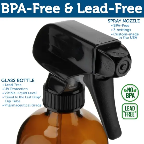 2 Pack Empty Amber Glass Spray Bottles - Large 16oz {3}