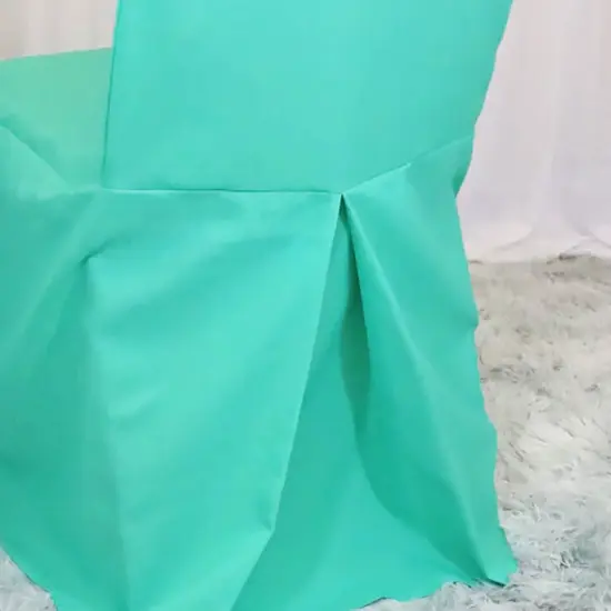 Tiff Blue or Aqua Blue Polyester Chair Cover Elegant Banquet Seat Wrap {4}