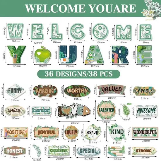 39pcs Eucalyptus Affirmation Station Bulletin Board Set {2}