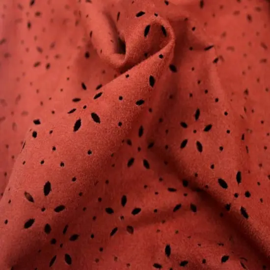 1 Yard Solid Rust Suede Knit Punching Fabric 58/60" Wide Lightweight Polyester for Apparel {1}