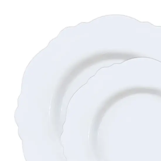 Solid White Round Blossom Disposable Plastic Dinnerware Value Set (120 Guests) {1}