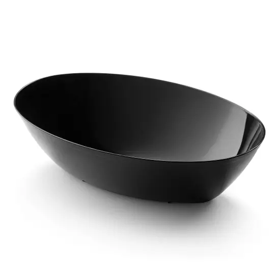 Black Oval Plastic Serving Bowls - 2 qt. (24 Bowls) {1}