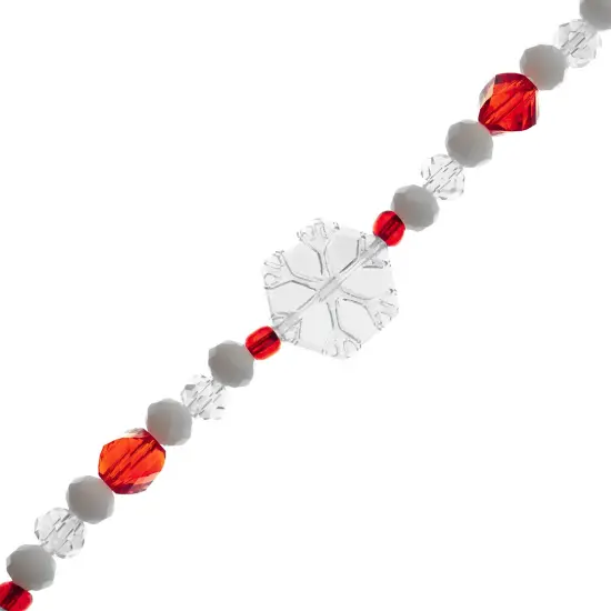 Crystal Lane DIY 7" Designer Holiday Snowflakes Glass Bead Mix Strand White & Red {1}