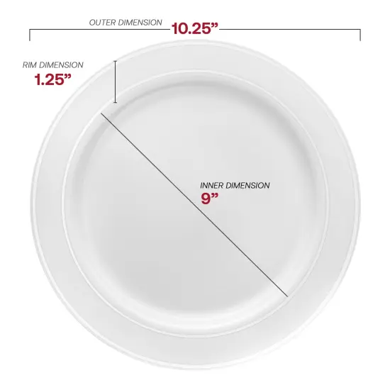White with Silver Edge Rim Plastic Dinnerware Value Set (120 Guests) {3}
