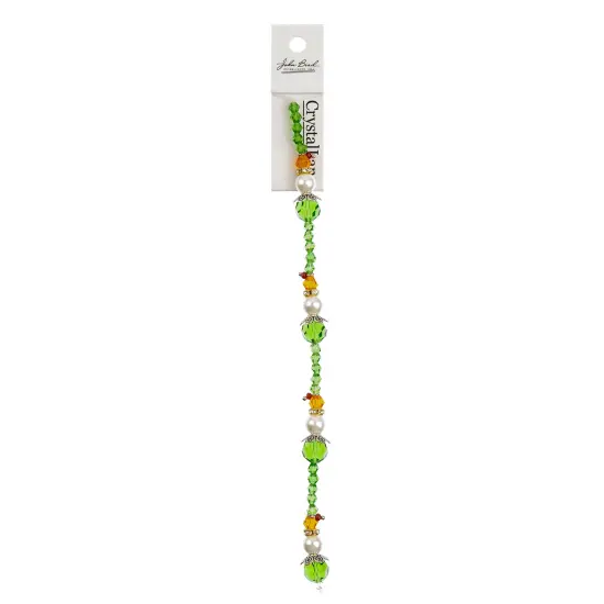 Crystal Lane DIY 7" Designer Holiday Glass Bead Mix Strand Green Orange Elf {3}