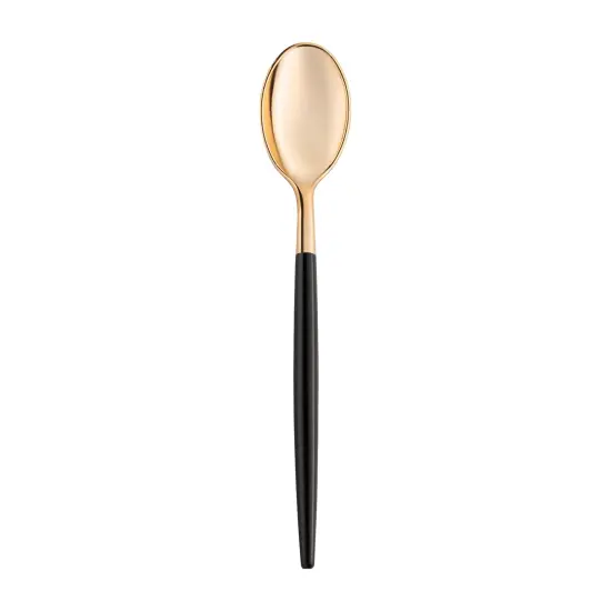 Gold with Black Handle Moderno Disposable Plastic Dinner Spoons (240 Spoons) {1}