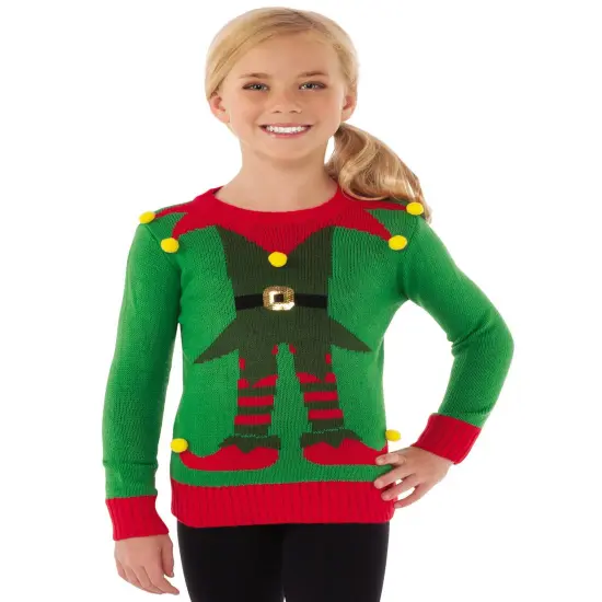Childrens Elf Funny Christmas Sweater Costume For Kids Large {2}