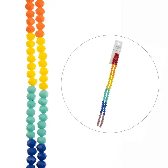 Crystal Lane DIY 7" Designer Glass Bead Multiple Strands Opaque Rainbow Mix {5}