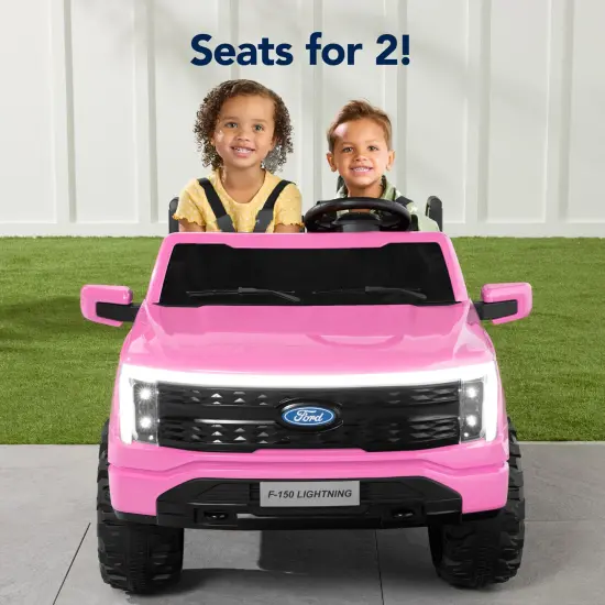 Best Choice Products Kids 24V Ride On Truck Officially Licensed Ford Lightning w/ Remote, LED Lights, 2 Speeds Pink {3}