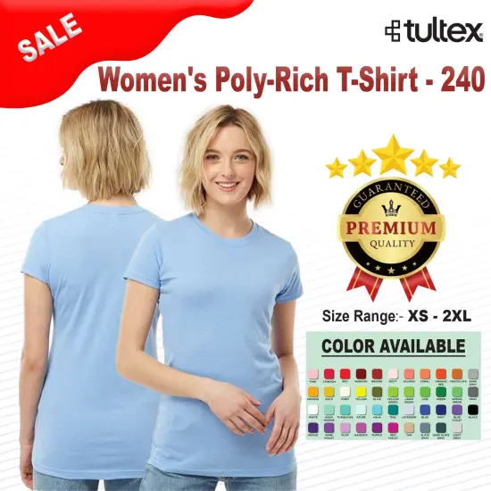 Tultex&reg; Women's Poly-Rich Crew Neck Short Sleeve T-Shirt Black {2}