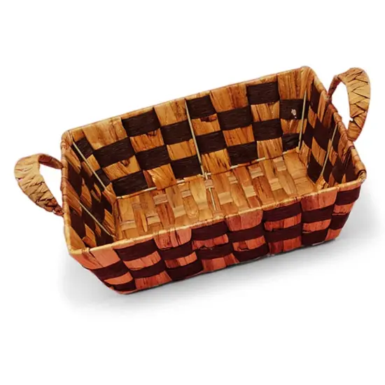 Two Tone Rush Woven Baskets with Handle 11 3/4"x 8 5/8" x 3 1/2" {3}