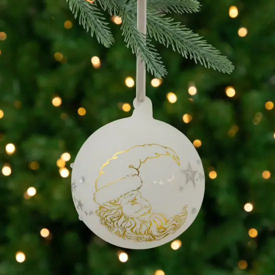 Northlight Moon Santa 'Dreams Come True' Frosted Glass Christmas Ornament - 4.5" - White {1}