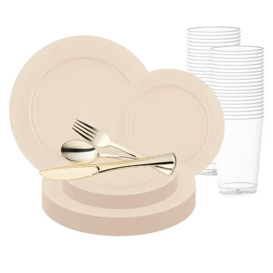 Matte Bright Yellow Round Disposable Plastic Wedding Value Set (120 Settings) {1}