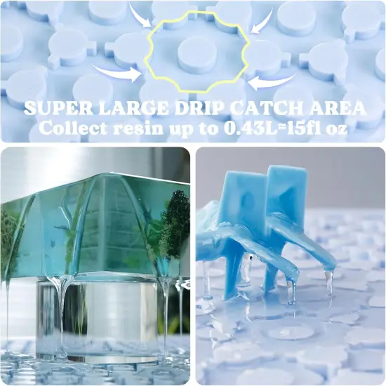 LET'S RESIN Premium Resin Collector Mat,20" x 14"Large Silicone Mat,Easy Cleanup & Heat Resistant Thick Silicone Mats for Crafts,Resin Molds, Epoxy Resin,Playdough Mat,Placemat(Blue) {4}